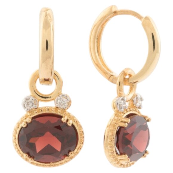 I. REISS Made In Israel 14kt Gold Garnet Drop Earrings - Picture 1 of 2